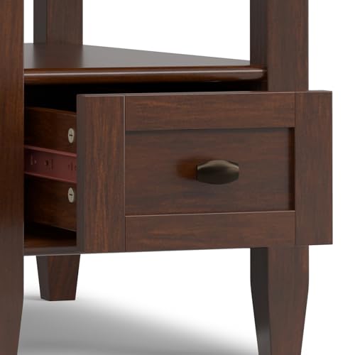 Warm Shaker 14" Wide Solid Wood End Table in Russet Brown