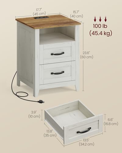 Farmhouse Nightstand with Charging Station