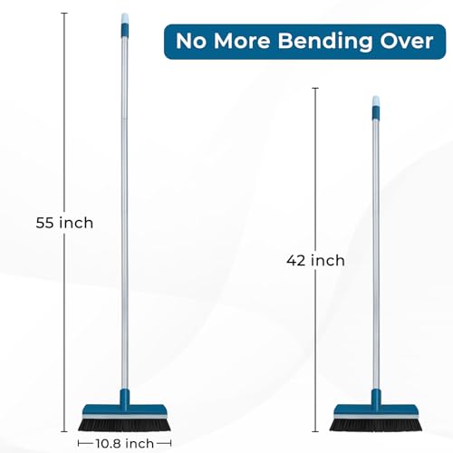 Stiff Bristle Deck Brushes for Scrubbing Heavy Duty with Rubber Scrape Squeegee