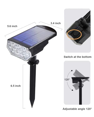 2 Pack Solar Spot Lights Outdoor Waterproof