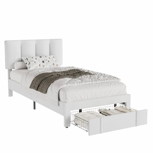 Twin Bed Frame with Storage Drawer
