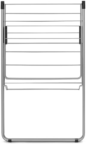 Brabantia HangOn Compact Clothes Drying Rack | 49ft (15m) | Metallic Gray | Small Indoor Clothes Airer Laundry Stand with 2 Fold-out Wings & Hanger Hooks, Folds Flat, Ideal for Condos | Fits Full Load