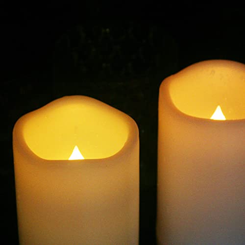 Outdoor Battery Operated Flameless LED Pillar Candles Remote D3”xH4” 6 Pack