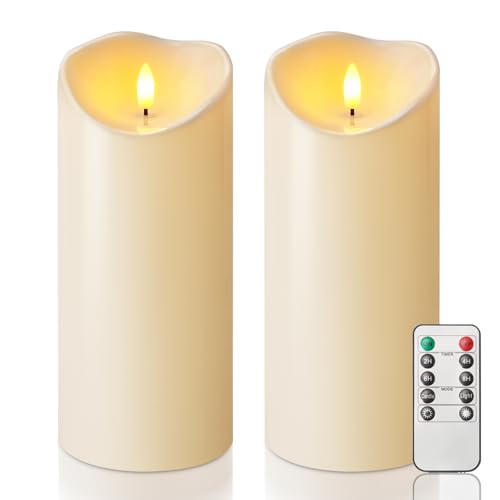4"x9" Outdoor Waterproof Flameless Candles with Timers and Remote Control (2 Count)