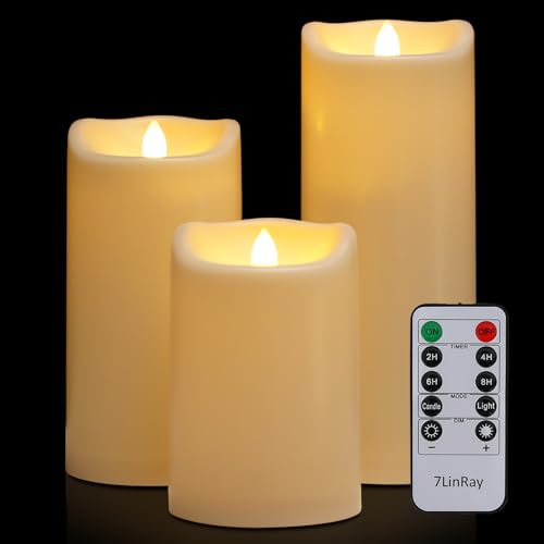 4" x 6" 8" 10" Waterproof Outdoor Flameless Candles with Remote (3 Count)