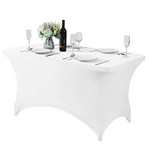 Spandex Table Cover for 4FT or 6ft or 8ft Table Universal Fitted Stretch Tablecloth for Party
