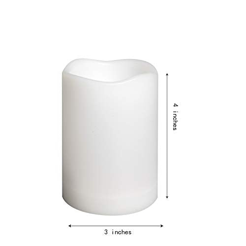 Outdoor Battery Operated Flameless LED Pillar Candles Remote D3”xH4” 6 Pack