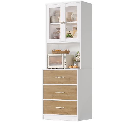 71“ Tall Kitchen Pantry Storage Cabinet with Microwave Stand