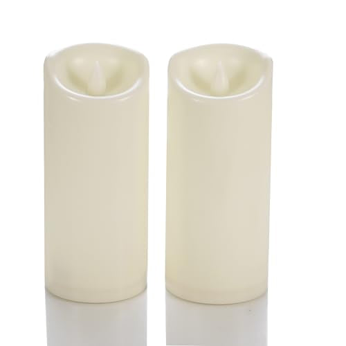 Outdoor Battery Operated Flameless Candles with Remote Timer D3”xH7” 2 PCS (2 Count)