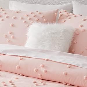Geniospin Pink Full Comforter Set for Girls- 7 Pieces Pom Tufted Bed in A Bag Full Bedding Sets with Sheets, Pillowcases & Shams, All Season Kids Comforter Set