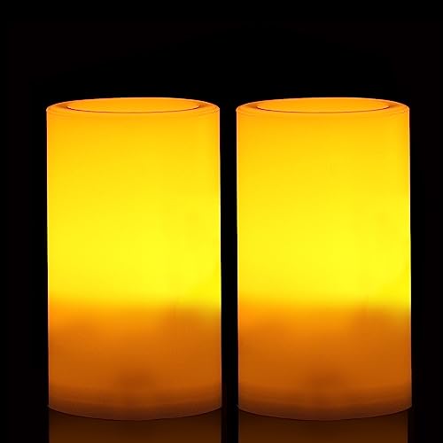 Outdoor Battery Operated Flameless Candles with Remote Timer D3”xH5” 2 PCS (2 Count)