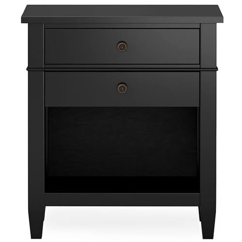 Carlton 24" Wide Solid Wood Bedside Table in Black
