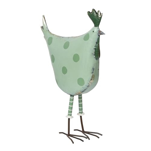 21" Tall Outdoor Metal Polka Dot Standing Hen Yard Statue