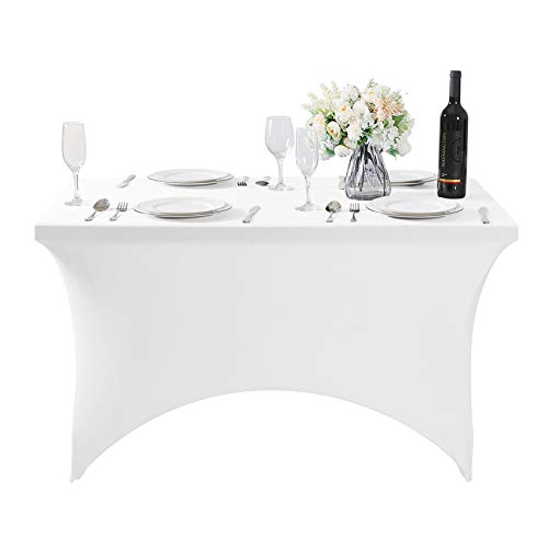 Spandex Table Cover for 4FT or 6ft or 8ft Table Universal Fitted Stretch Tablecloth for Party