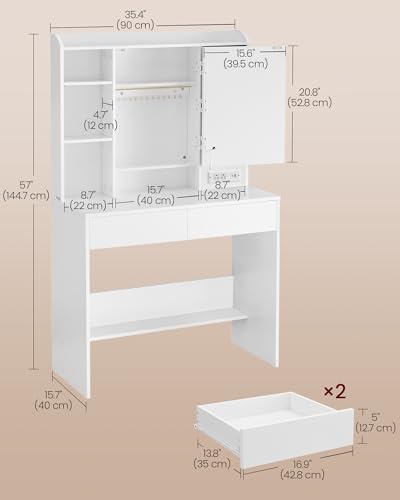 35.4 Inch Vanity Desk with Mirror and Lights