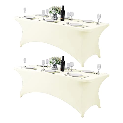 2Pack Spandex Table Cover for 8FT or 4ft or 6ft Table Universal Fitted Stretch Tablecloth for Party (2 Count)