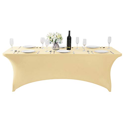 2Pack Spandex Table Cover for 6Ft or 4fT or 8ft Table Universal Fitted Stretch Tablecloth for Party