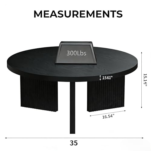 35" Wooden Round Coffee Table
