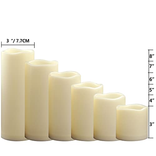 Outdoor Battery Operated Flameless LED Pillar Candles with Auto Timer 6 PCS (6 Count)