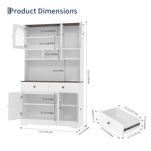 Kitchen Pantry Cabinet with Open Storage Shelves