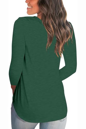 Long Sleeve V Neck Casual T Shirts for Women Christmas Funny Print Tee Tops Merry Christmas Shirt Cute Blouse Tunic Green XXL