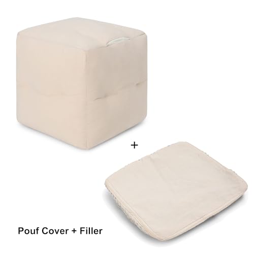 Pouf Ottoman with Filler Cube Bean Bag Pouffe