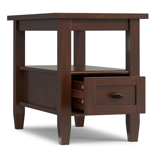 Warm Shaker 14" Wide Solid Wood End Table in Russet Brown