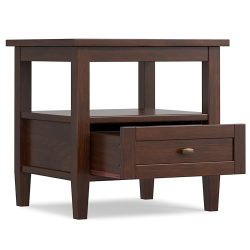 Warm Shaker 20" Wide Solid Wood End Table in Russet Brown