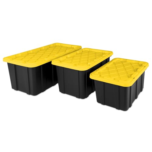 Industrial Storage Tote with Lids for Garage (16 Count)