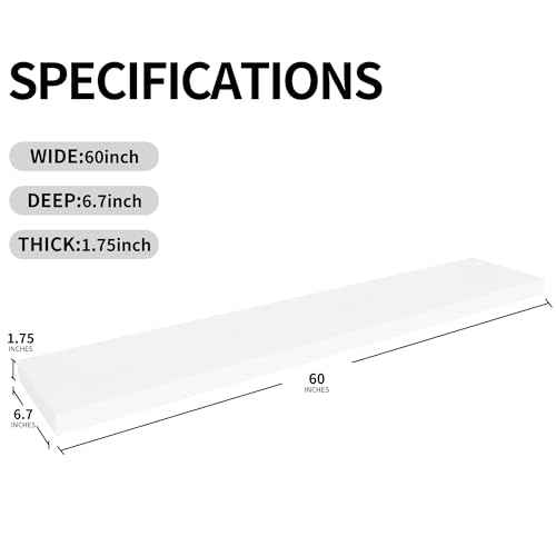 Wood Floating Shelves for Wall 60 inch Set of 2 (2 Count)