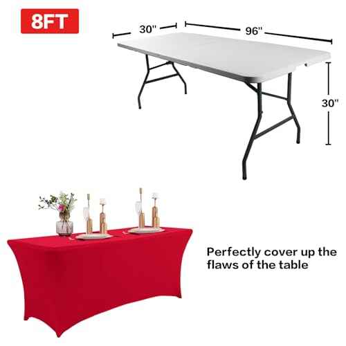 8FT Table Cloth for Rectangular Spandex Red Table Cover