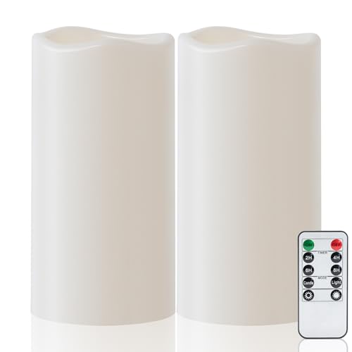 8"x4" Large Waterproof Outdoor Flameless Candles with Remote Timer (2 Count)