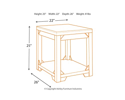 Fregine Farmhouse Rectangular End Table with Lower Open Shelf
