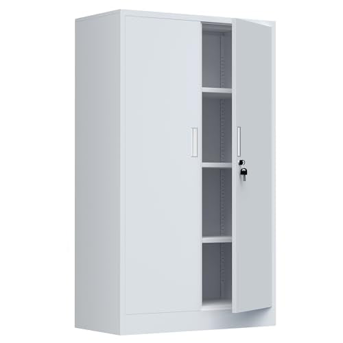 Metal Storage Cabinet with Locking Doors and Adjustable Shelves