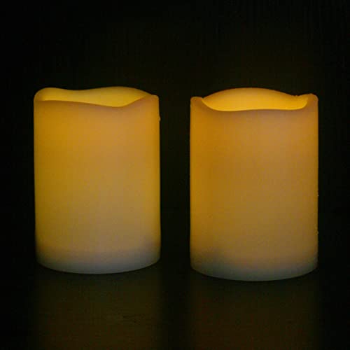 Outdoor Battery Operated Flameless LED Pillar Candles Remote D3”xH4” 6 Pack
