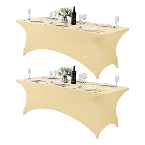 2Pack Spandex Table Cover for 8FT or 4ft or 6ft Table Universal Fitted Stretch Tablecloth for Party (2 Count)