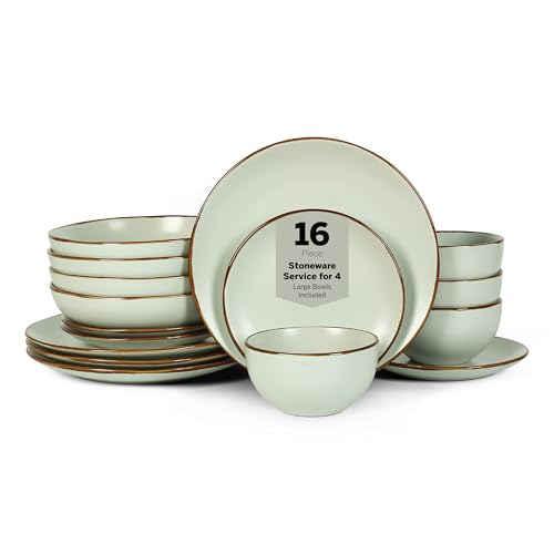 Brasa Stoneware 16 Piece Modern Dinnerware Set
