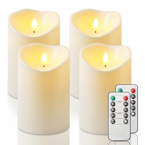 4"x6" Outdoor Waterproof Flameless Candles with Timers and Remote Control (4 Count)