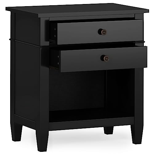 Carlton 24" Wide Solid Wood Bedside Table in Black