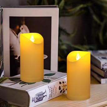Outdoor Battery Operated Flameless Candles with Auto Timer D3”xH6” 2 PCS (2 Count)
