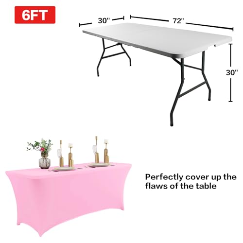 4FT Table Cloth for Rectangular Spandex Pink Table Cover