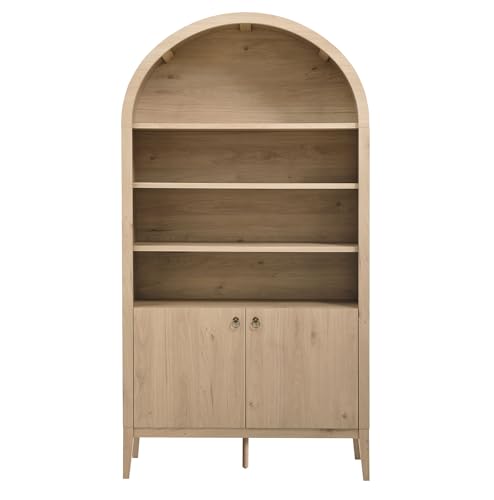 Nolan Tall Arched Storage Display Cabinet in Light Oak