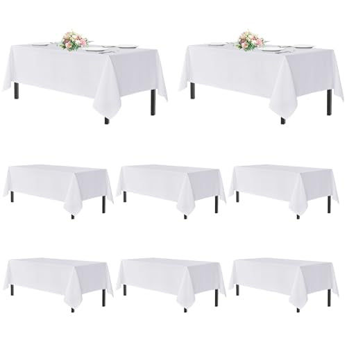 White Tablecloths for 8 Foot Rectangle Tables (8 Count)