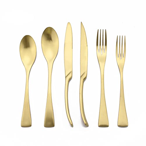 Luxury 18 10 Stainless Steel Matte Champagne gold Flatware Set