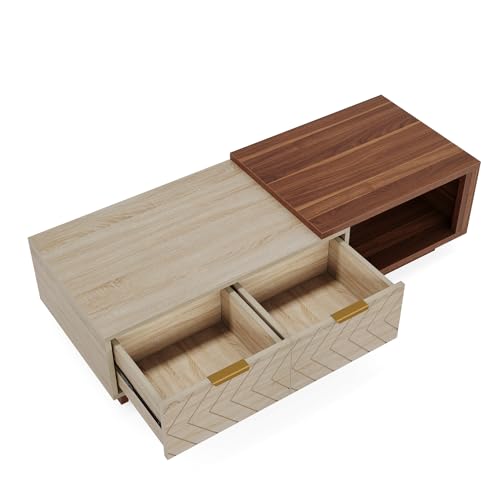 Extendable Coffee Table with 2 Storage Drawers