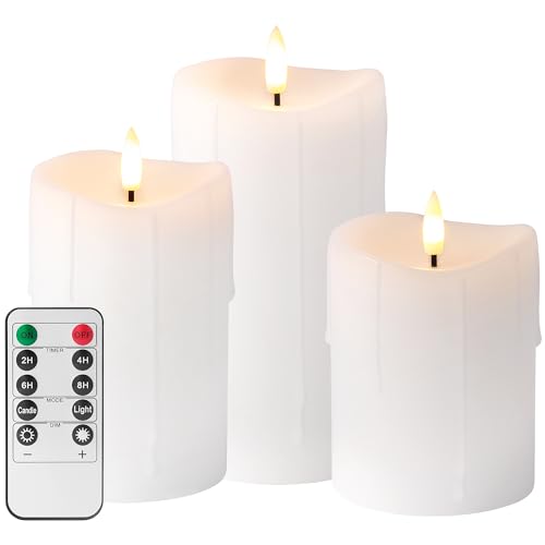 White Real Wax Made Wax Drip LED Flameless Battery (3 Count)