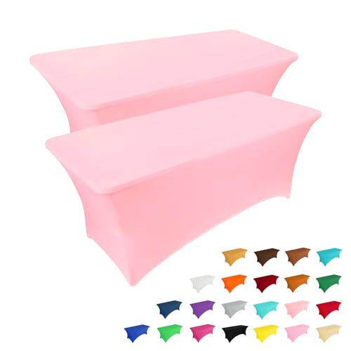 2 Pack 4FT Table Cloth for Rectangular Spandex Light Pink Cover (2 Count)