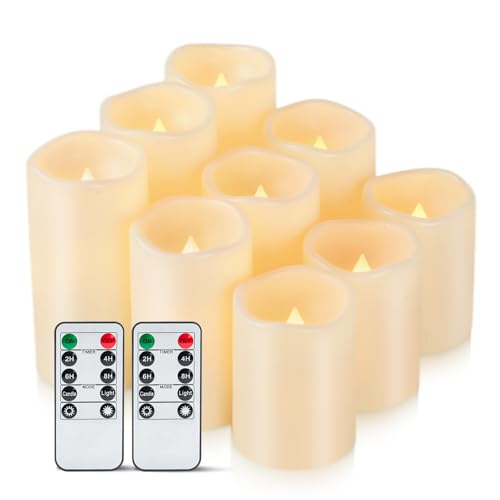 Waterproof Outdoor Flameless Candles with Timer (9 Count)