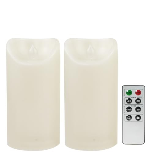 Outdoor Battery Operated Flameless Candles with Remote Timer D3”xH6” 2 PCS (2 Count)