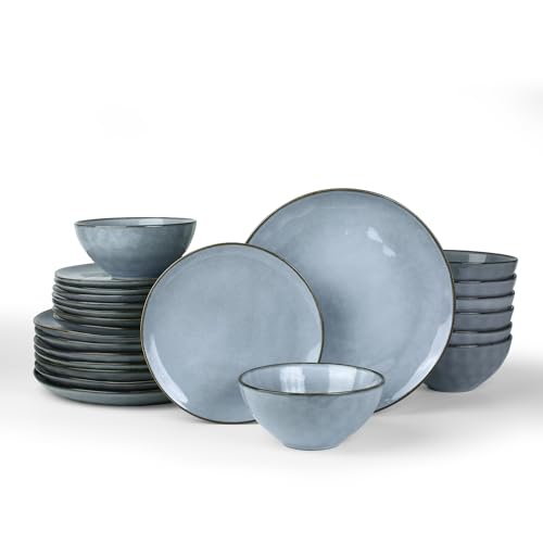 Ocean Round Stoneware Dinnerware Set for 8